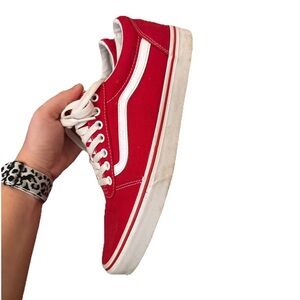 Vans Red Canvas Sneakers with White Accents